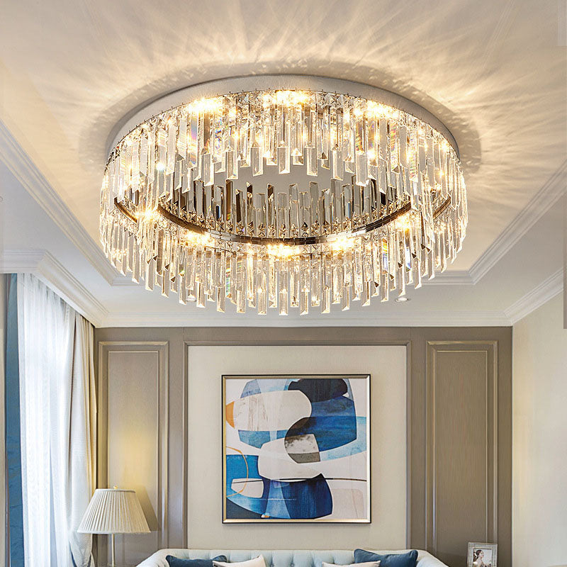 Kristall Deckenleuchte Rund Modern Flush Mount Chrom E12 Dimmbar Wohnzimmer Schlafzimmer