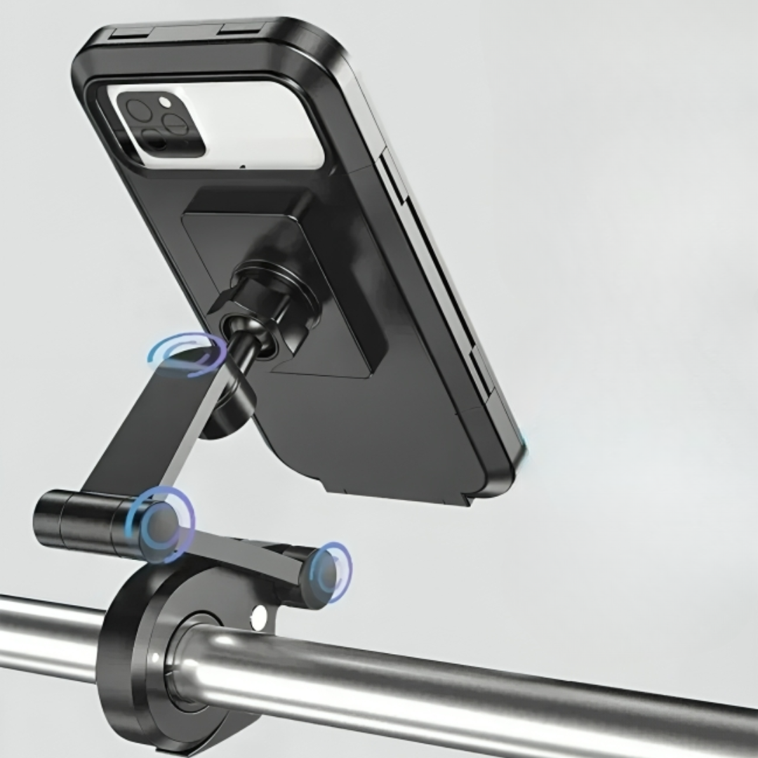 Smartphone-Halterung Motorrad Wasserdicht 360° Drehbar Fahrrad-Handyhalterung Lenkerbefestigung Universal Schwarz | Sansoti