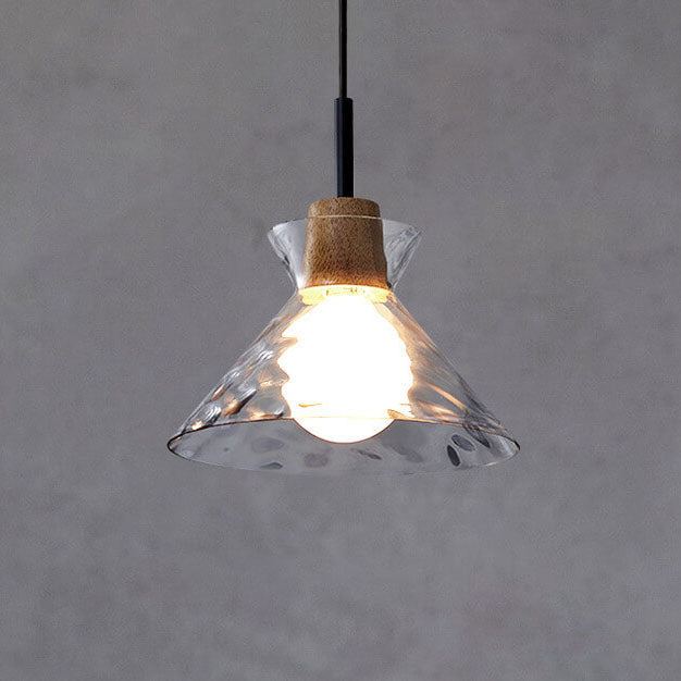 Hanglamp Glas Hout Transparant E26 Woonkamer Slaapkamer Eetkamer Pendellamp Glazen Kap Bell Cone Bowl Industrieel Retro | Sansoti