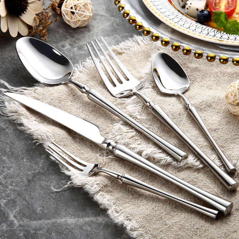 Service de couverts 24 pièces pour 6 personnes en acier inoxydable, couteaux, fourchettes, cuillères et cuillères à café, set de table complet | Sansoti
