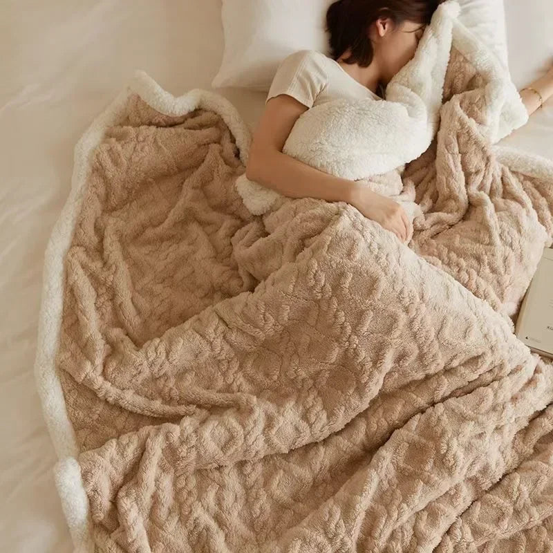Dikke Winterdeken Lamswol Dubbelzijdig Fleece Warm Zachte Plaid Slaapkamer Bed 200x230 Thermisch Comfort | Sansoti