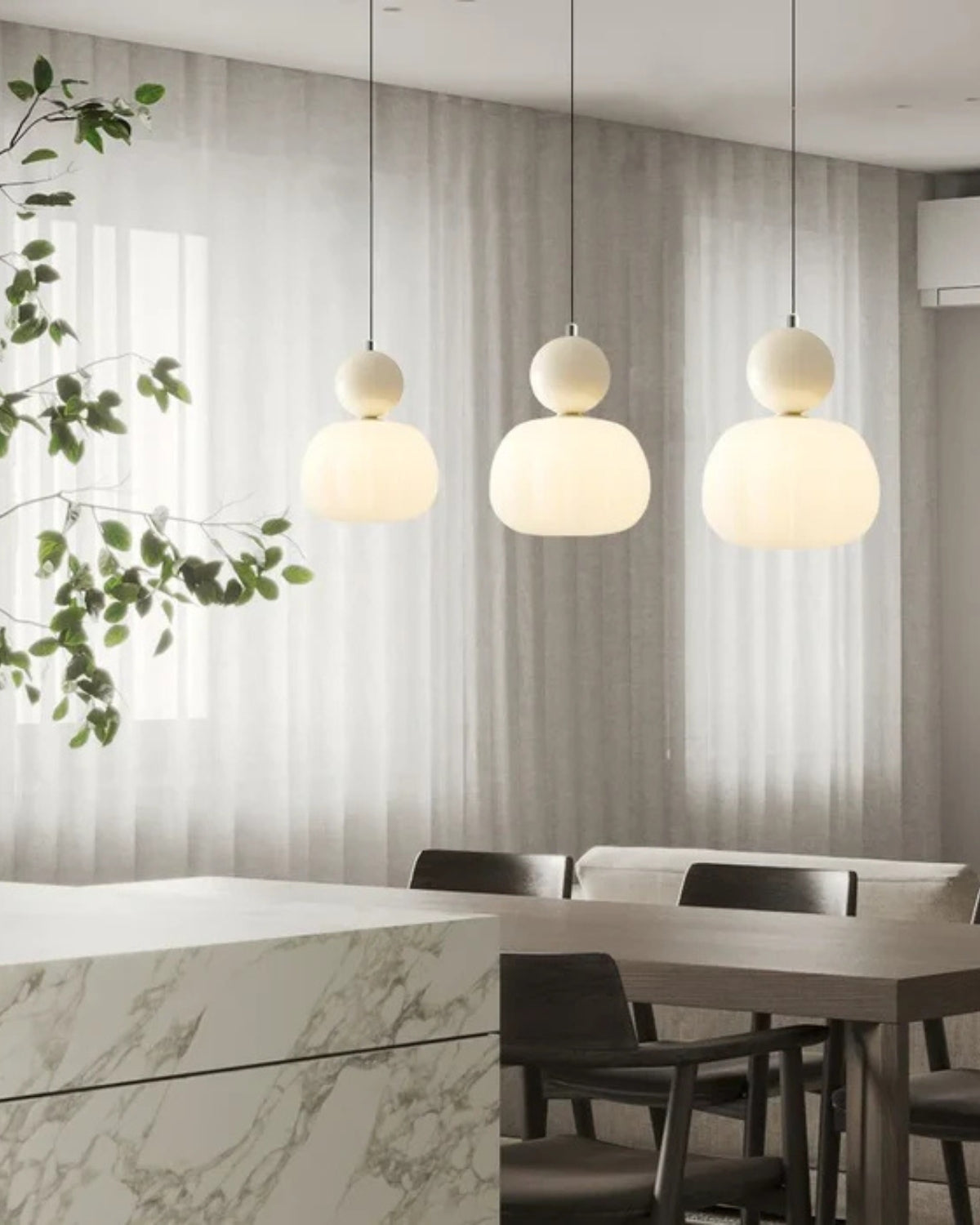 Art Deco Hanglamp Sculptuur met Warme Gloed voor Woonkamer Eetkamer | Sansoti