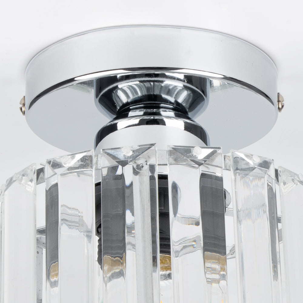 Plafonnier carré en verre cristal de 17 cm, laiton, douille E27, or et noir, intérieur moderne, salon et chambre | Sansoti