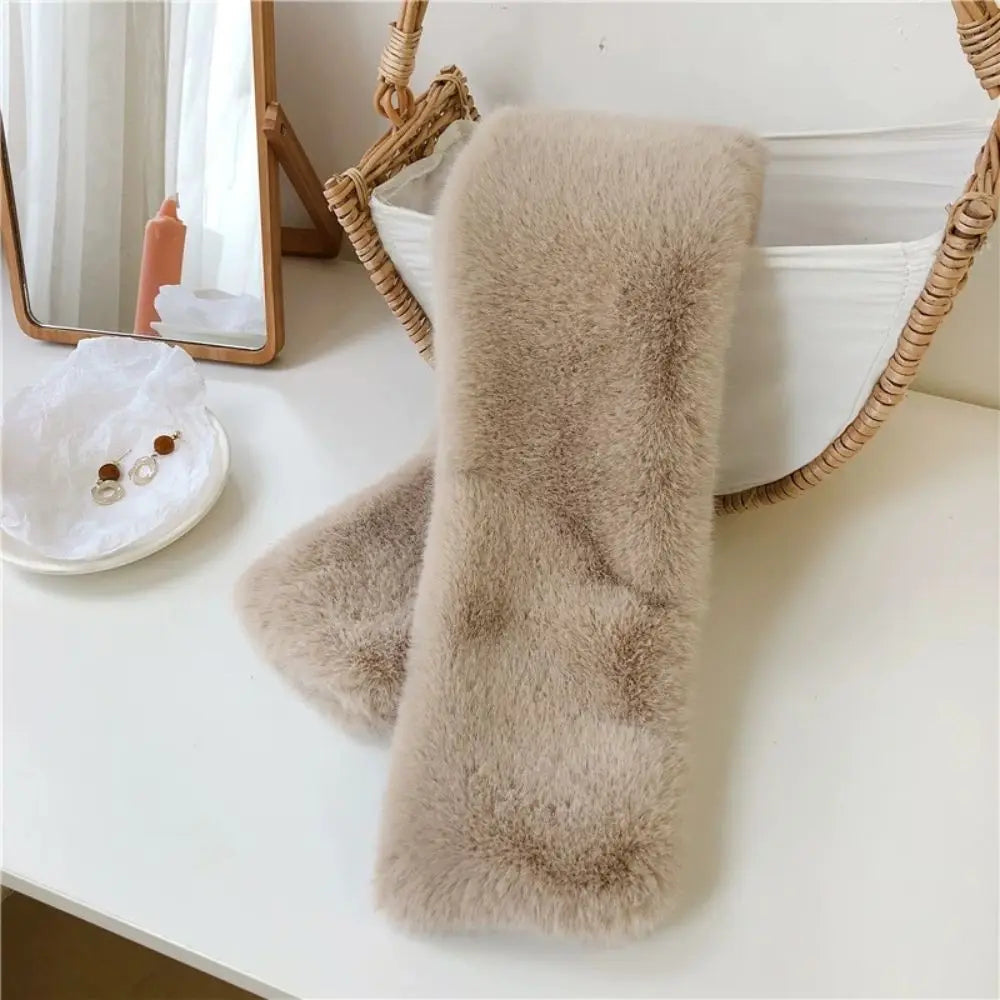 Faux Fur Neck Warmer Scarf with Loop, Soft Plush Winter Neck Accessory for Women, 6 Colors, Stylish | Sansoti