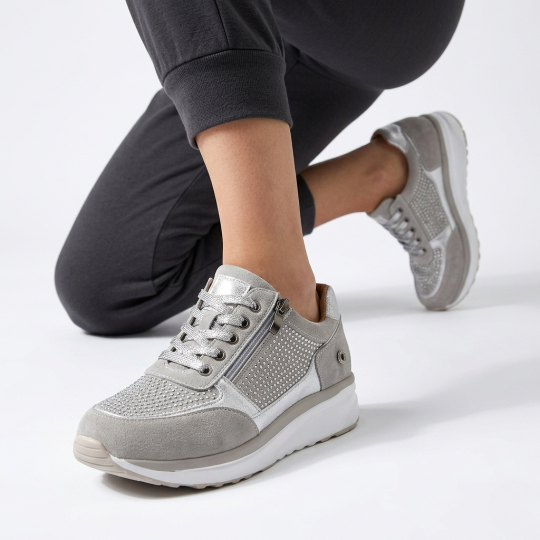 Damen-Wanderschuhe mit seitlichem Reißverschluss, gefütterter Innensohle, hohem Tragekomfort, für den Alltag, stilvolles Design, leger | Sansoti