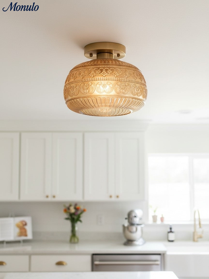 Glazen Bol Plafondlamp Getextureerd Glas Semi-Flush Verlichting voor Elke Ruimte | Sansoti