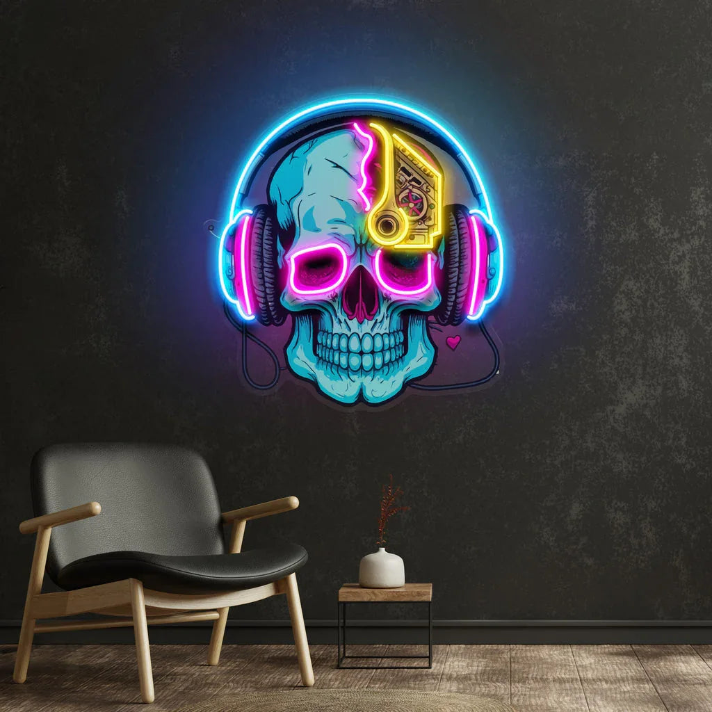 LED Neon Skull Wall Light Bedroom Living Room Bar Mood Lighting Colorful Night Light | Sansoti