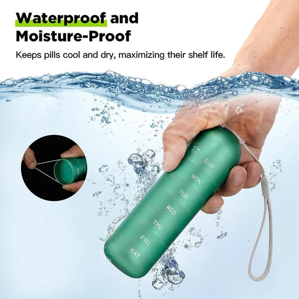 Pillendoos Aluminium 7 Dagen Weekbox Reis Medicijnen Organizer Waterdicht Draaivak Supplement Pillendispenser | Sansoti