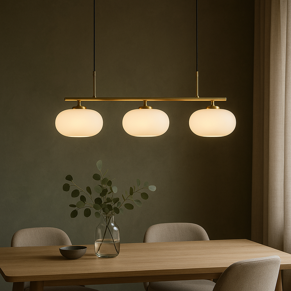 Bauhaus 3-kops hanglamp glas metaal zwart kookeiland eetkamer verlichting moderne design lamp minimalistisch interieur | Sansoti