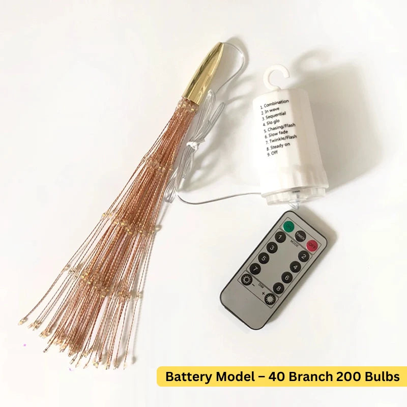 LED Firework Light String with 40 Branches and 200 Lights for Indoor and Outdoor | Sansoti