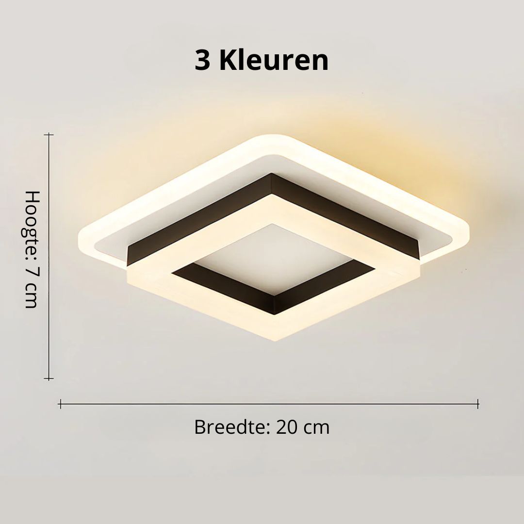 Vierkante LED Plafondlamp 1920 Lumen Zwart Wit Slaapkamer Hal Woonkamer Moderne Plafonnière Geometrisch Design Verlichting Binnen | Sansoti