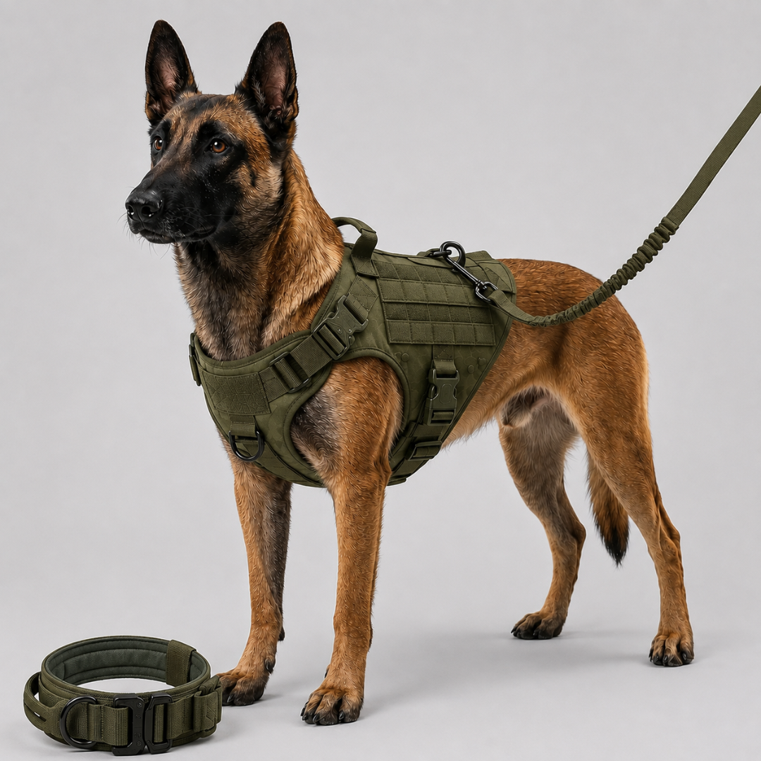 Adjustable Dog Harness Set with Leash Military-Style Vest Harness for Large Dogs Outdoor Training Walking | Sansoti