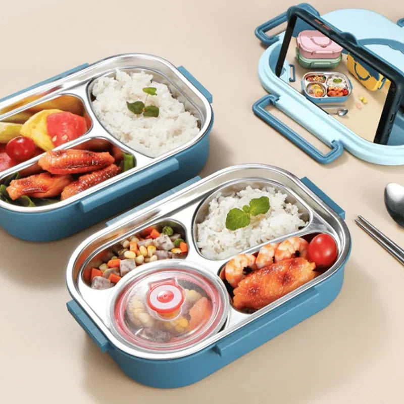 Thermo Lunchbox RVS – Houdt Eten Warm & Koud | Lekvrije Lunchbox met Vakken | Sansoti