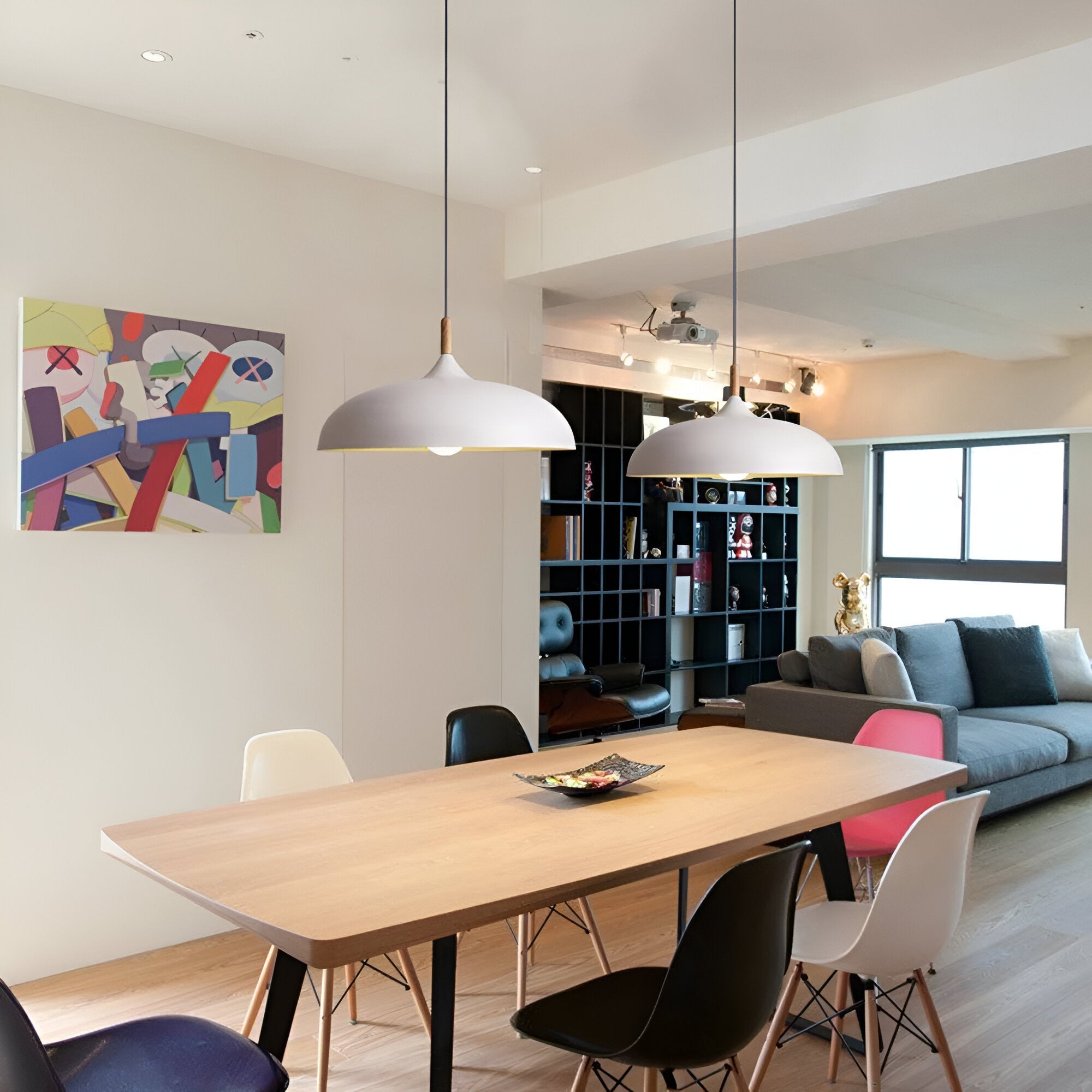 Suspension Bois Fer Scandinave Japandi Ronde E27 Ø35 Ø60 Salle à Manger Cuisine | Restfield