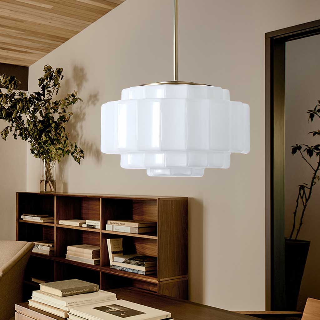 Gelaagde Opaalglas Hanglamp met Antiek Messing Antieke Nostalgische Vintage Verlichting Eetkamer Keukeneiland Entree | Sansoti