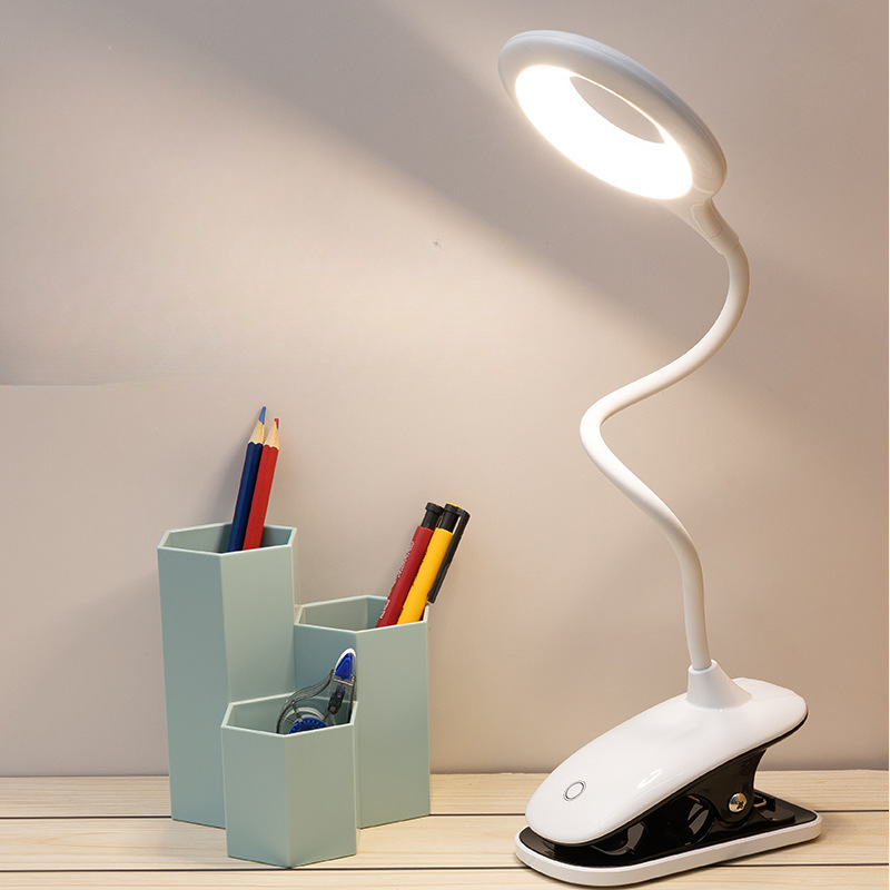 USB Oplaadbare Clip-On Leeslamp met Flexibele Zwanenhals en Dimbaar Licht | Bureauleeslamp | Studielamp | Bedlampje Lezen | Verstelbare Klem | Oplaadbaar | Sansoti