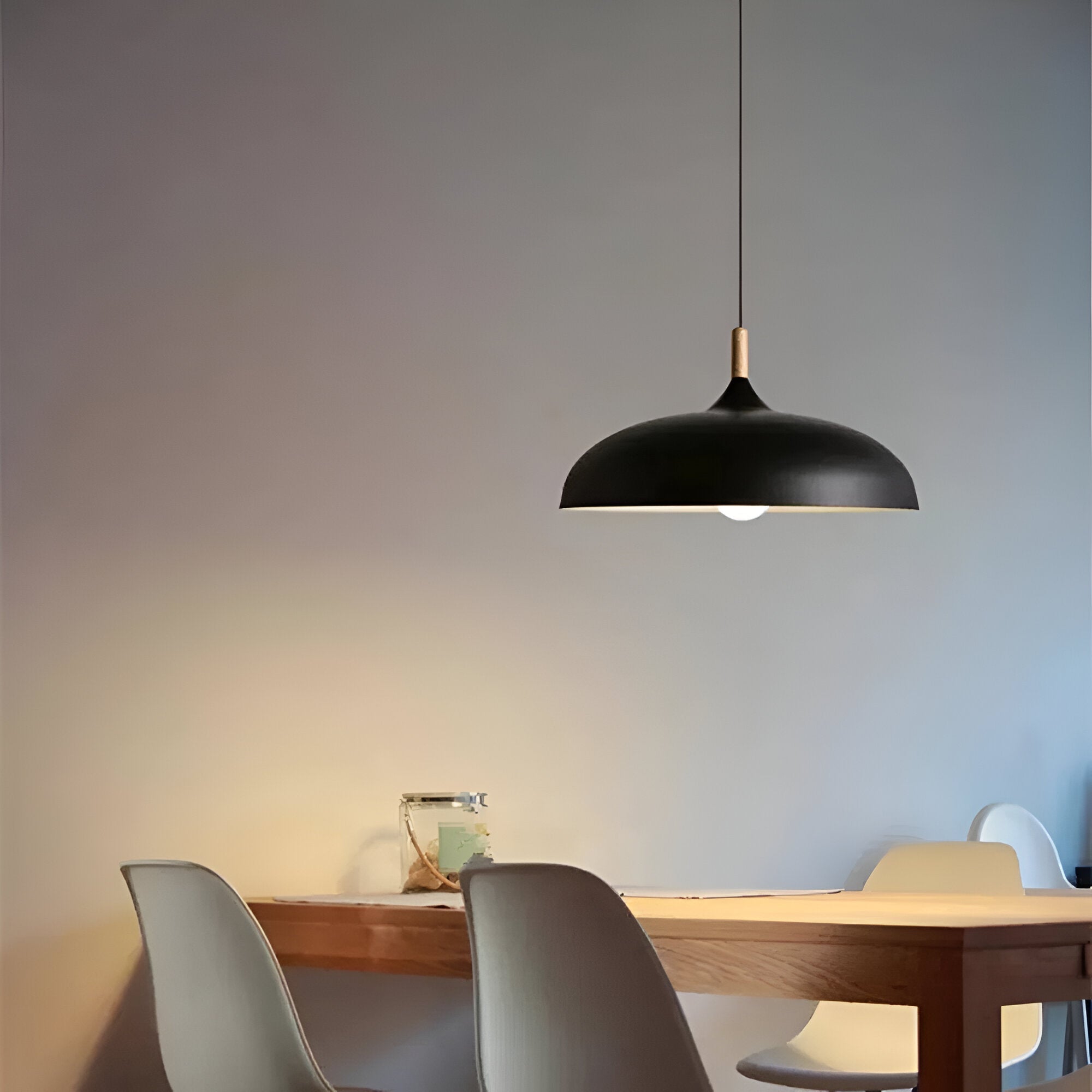 Suspension Bois Fer Scandinave Japandi Ronde E27 Ø35 Ø60 Salle à Manger Cuisine | Restfield
