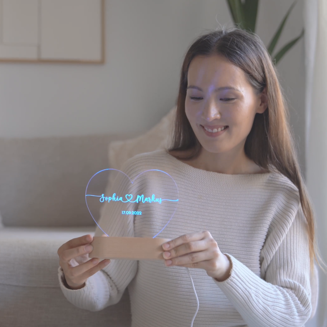 Gepersonaliseerde Nachtlamp met Namen en Datum – Romantisch Licht voor Koppels | Sansoti