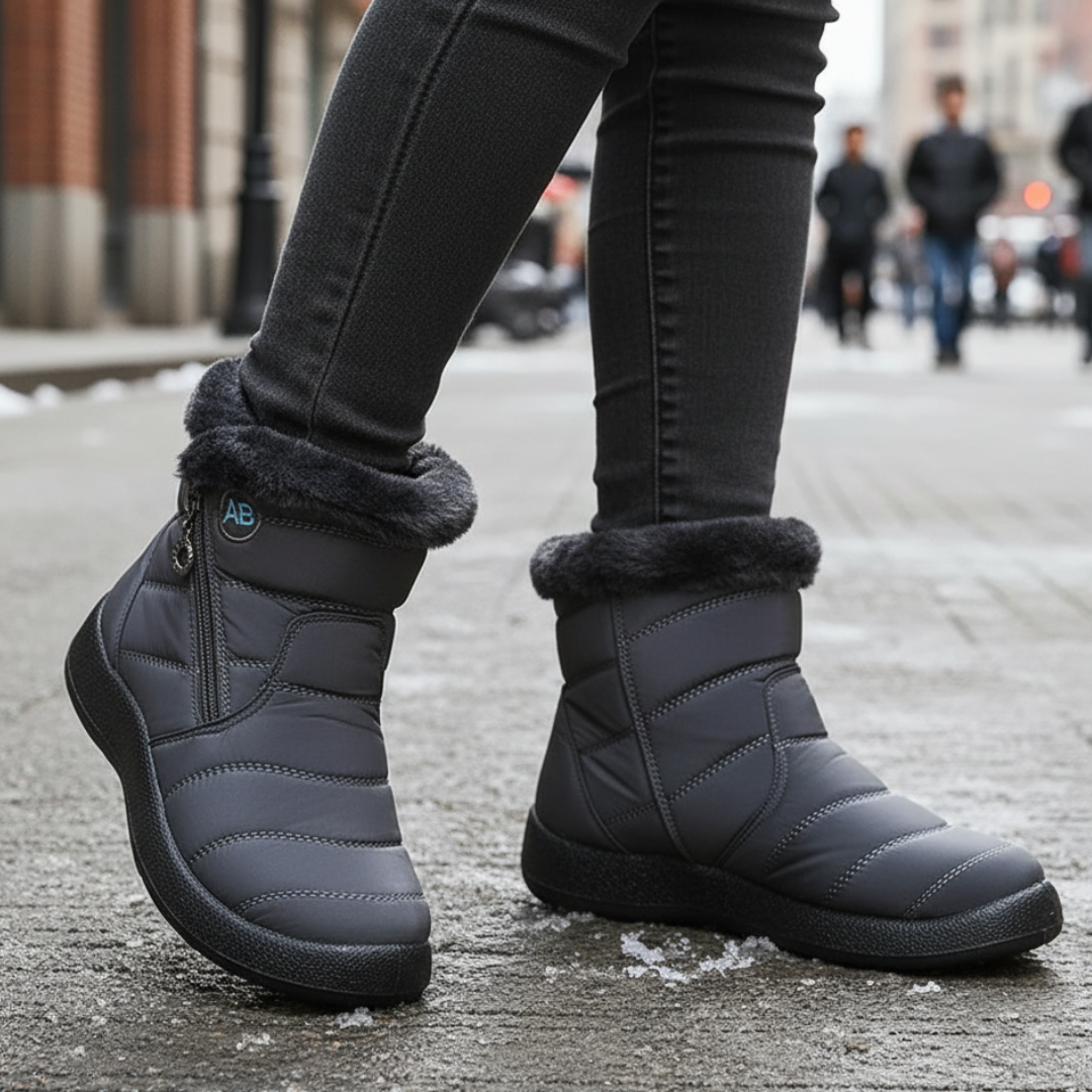 Wasserdichte Winterstiefel mit Plüschfutter und rutschfester Gummisohle für Damen, Schneestiefel, Winterschuhe, warm | Sansoti