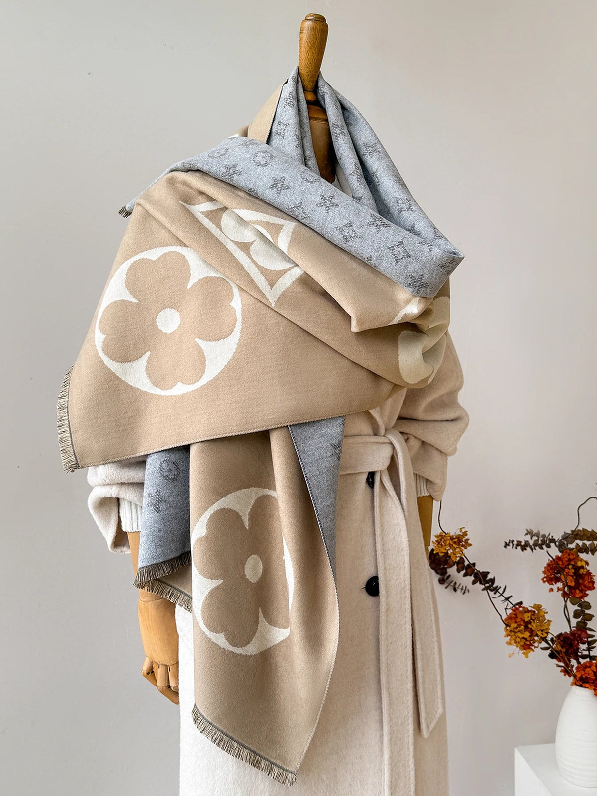 Luxury Winter Scarf with Jacquard Pattern 175cm - Soft Neck-Warming Blanket Wrap Shawl for Women and Men | Sansoti