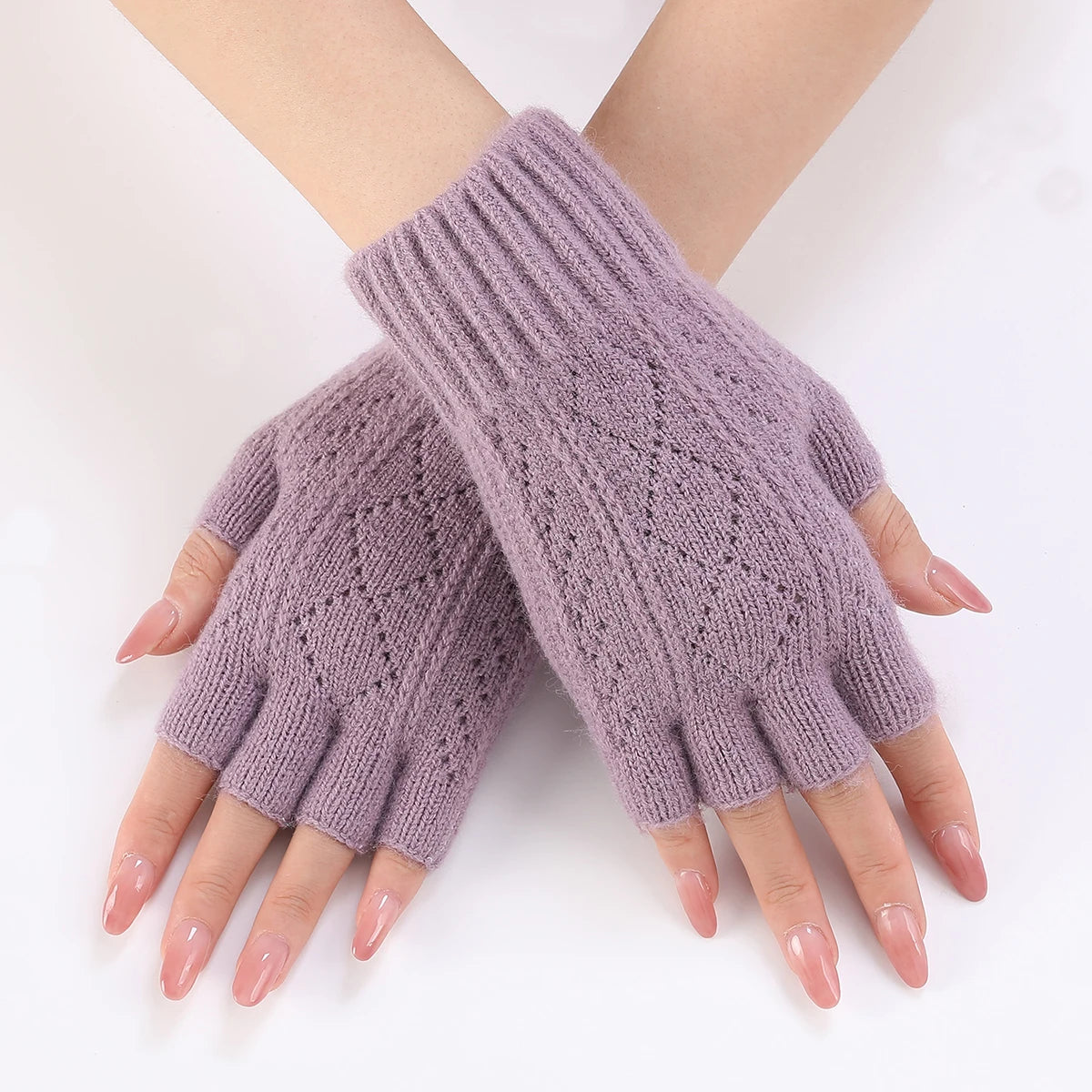 Fingerless Gloves Knitted Acrylic Warm Hands Winter Autumn Spring Office Outdoor Work Study Home | Sansoti