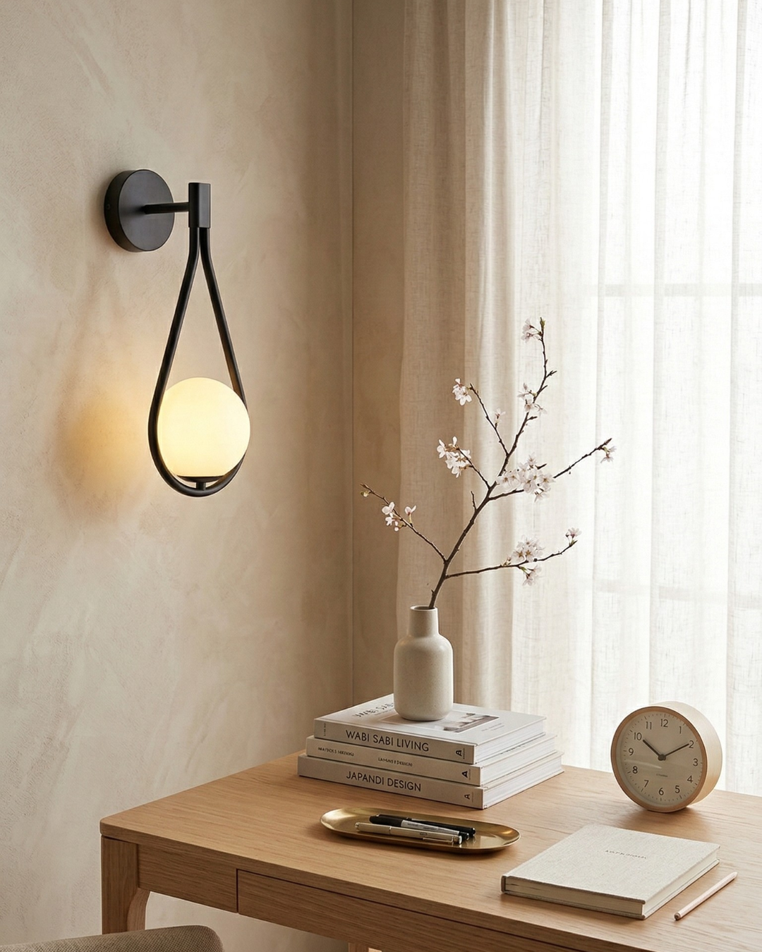 Nordische Wandlamp met Glazen Bol — Minimalistische Verlichting voor Scandinavische Interieurs | Sansoti