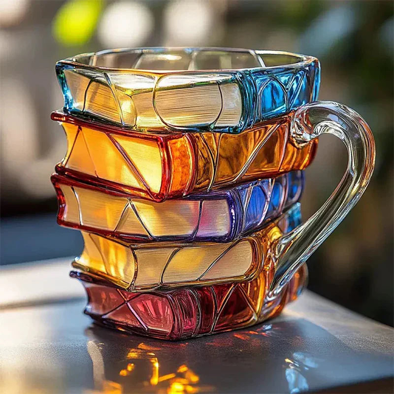 Handbeschilderd Glas met Boekenpatroon 191ml Drinkglas Vintage Literair Design voor Water Sap Cocktails | Sansoti