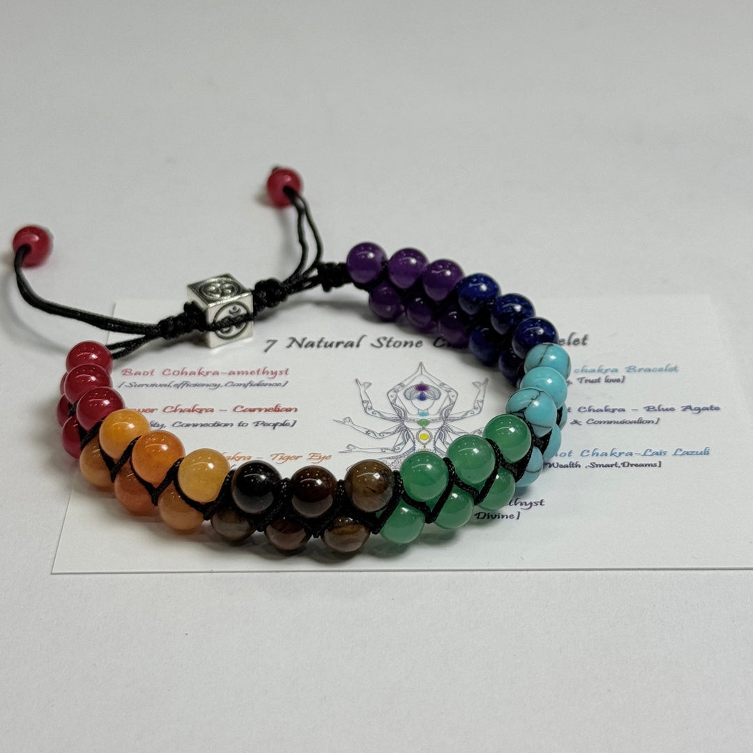 Verstellbares Chakra-Armband Naturstein-Energieperlen Meditation Yoga Spiritualität Wohlbefinden Unisex-Schmuck | Sansoti