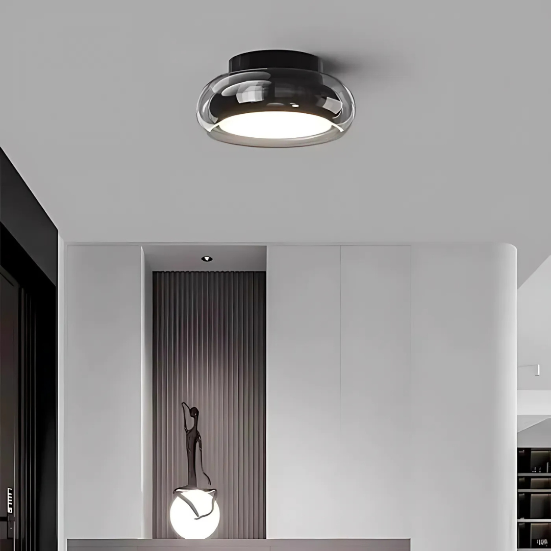 Plafondlamp Glas LED 24W Amber Woonkamer Hal Retro Design Compact Modern | Sansoti