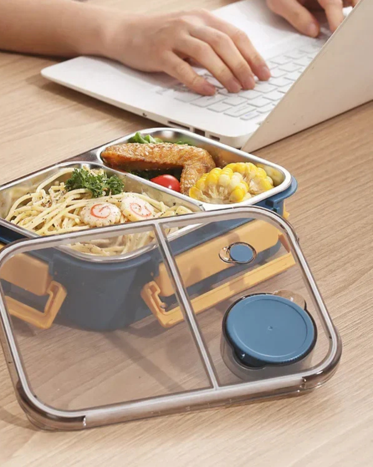 Geïsoleerde Lunchbox met Compartimenten - Warmhoudbakje voor Onderweg Groen Rood Blauw 2 of 3 Vakken - Premium Maaltijdcontainer Werk School Picknick | Sansoti