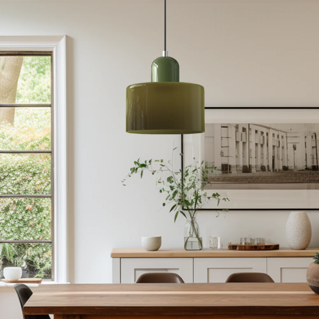 Lismeno Retro Hanglamp Glas 15cm Groen Oranje Eettafel Keuken Vintage Verlichting Compact | Sansoti