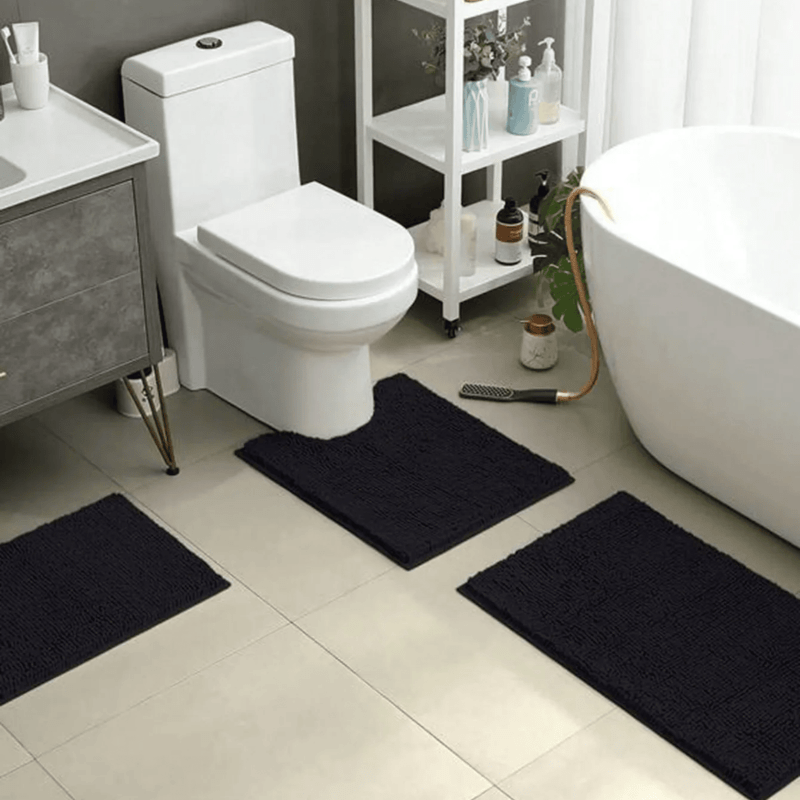 Chenille Badmat Antislip Polyester 3 Formaten Zacht Absorberend Badkamer Toilet | Sansoti