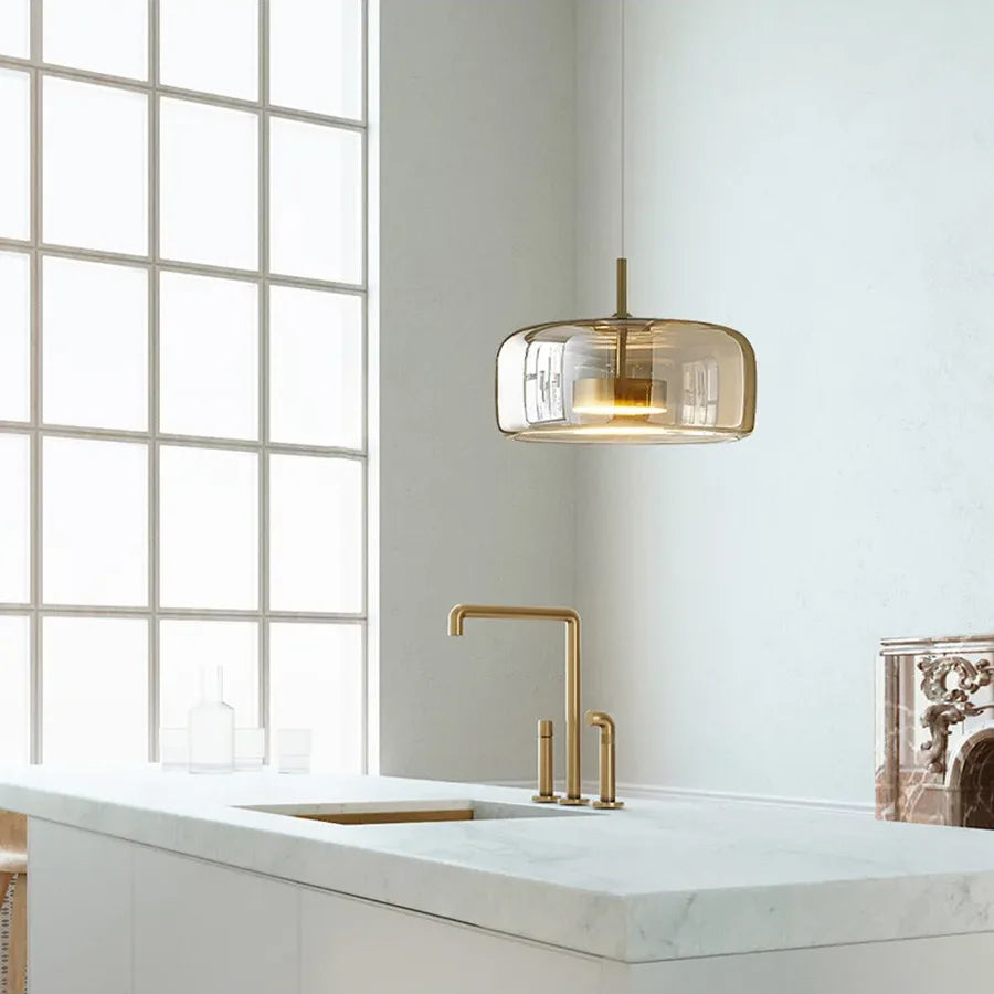 Suspension nordique verre LED cognac gris fumé Scandinave | Restfield