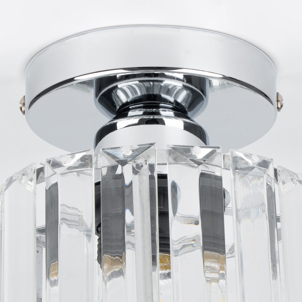 Plafondlamp Kristal Zwart Zilver Goud E27 Opbouw Modern Hal Woonkamer | Sansoti