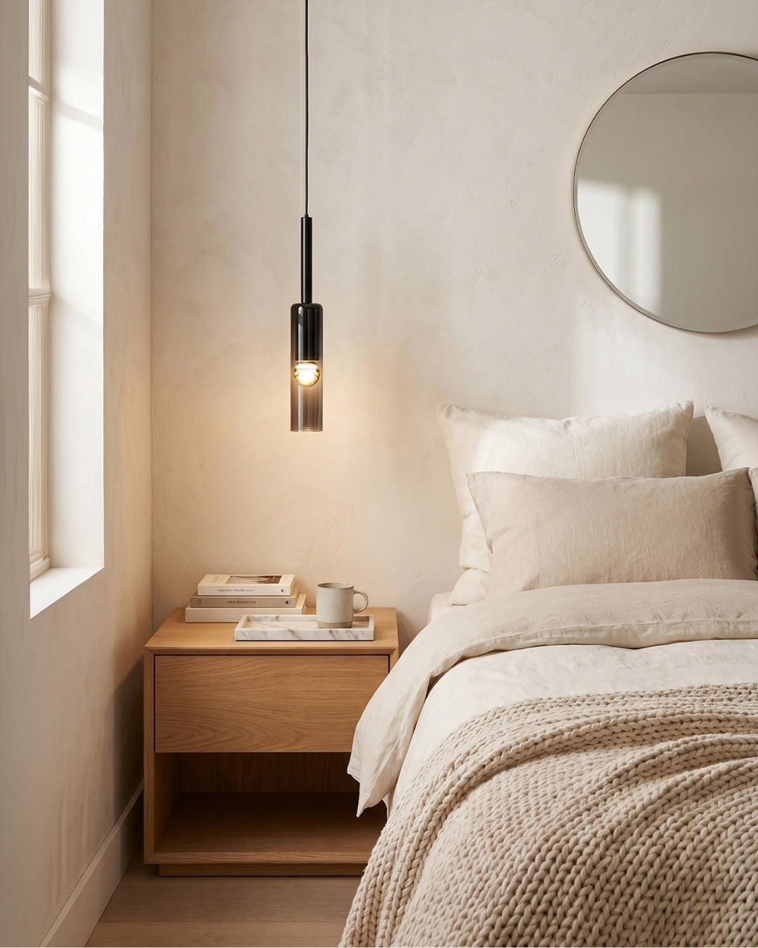 Gerookte Glazen Hanglamp met Minimalistische Metalen Structuur – Moderne Sfeerverlichting voor Eetkamer, Slaapkamer en Woonkamer | Sansoti