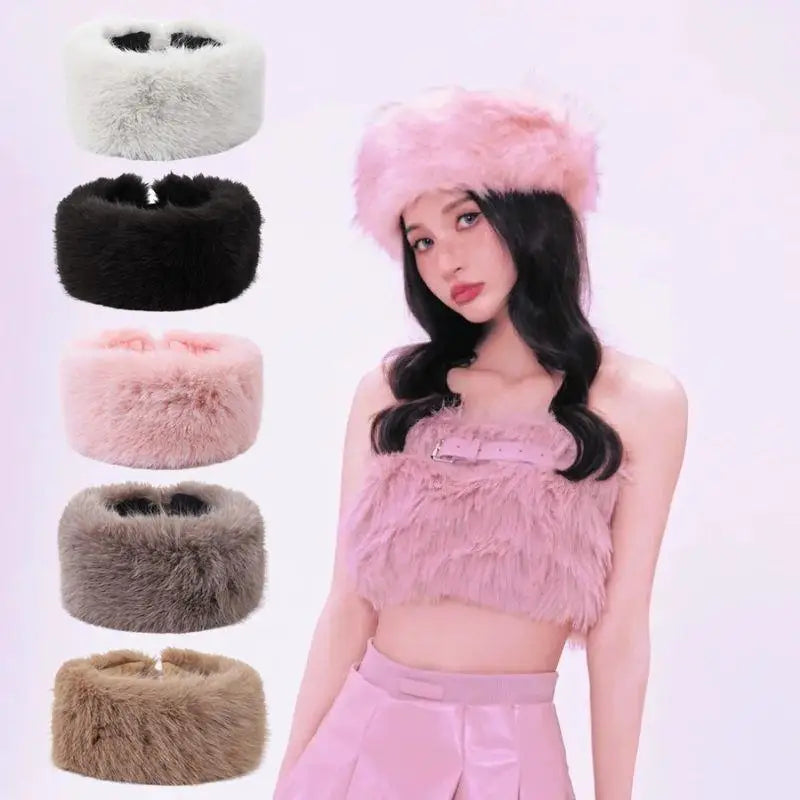 Plush Headband for Women Faux Fur Winter Ear Warmer Elastic Soft Hairband Warm Hair Accessory Comfortable | Sansoti
