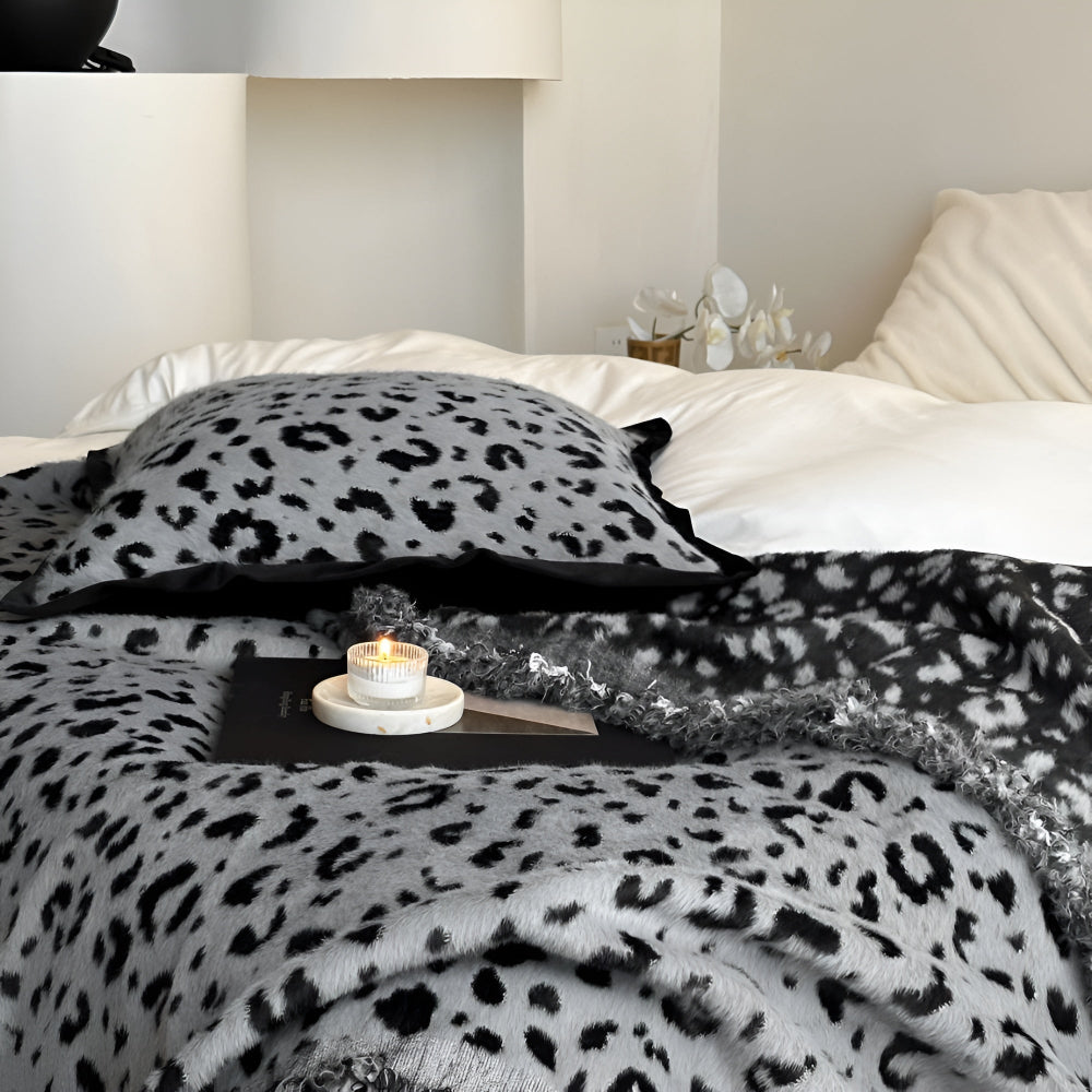 Fleece Plaid met Luipaardprint 140x160cm Microfiber Deken Woonkamer Kantoor Sofa Warmte Comfort Stijlvol | Sansoti