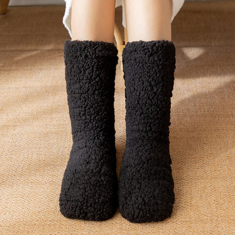 Thick Plush House Socks for Winter Warmth and Home Comfort, Fleece Indoor Socks, Soft Thermal Non-Slip Sole | Sansoti