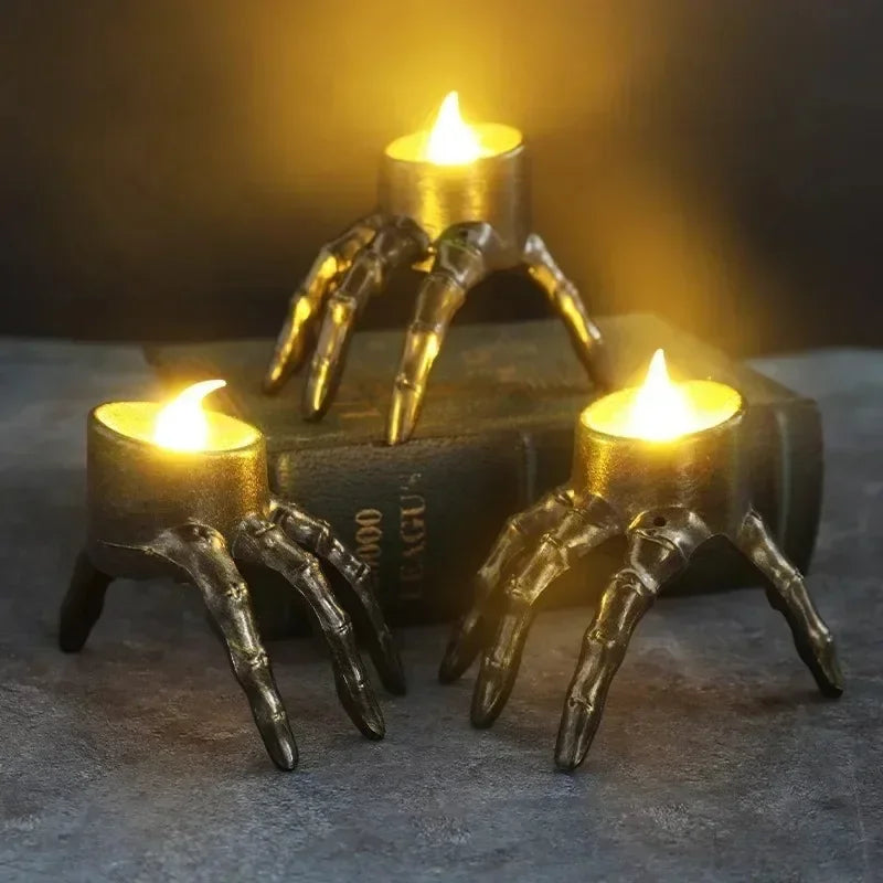 LED Skull Candlelight Set Black Halloween Decorative Lighting Spooky Atmosphere Party Decoration Gothic | Sansoti
