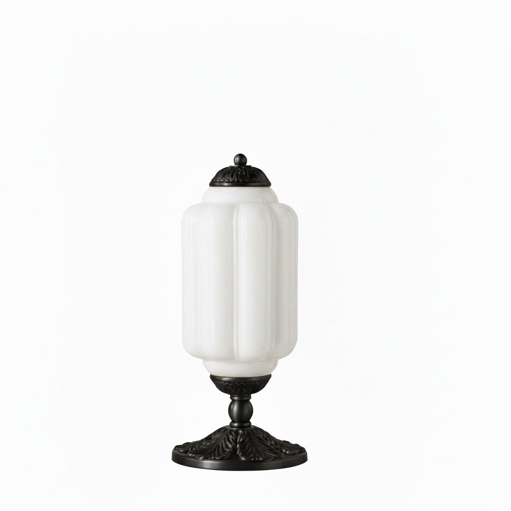 Glazen Tafellamp met Scallop Design Vintage Stijl Slaapkamer Woonkamer Accentverlichting Zwart Messing Matglas | Sansoti
