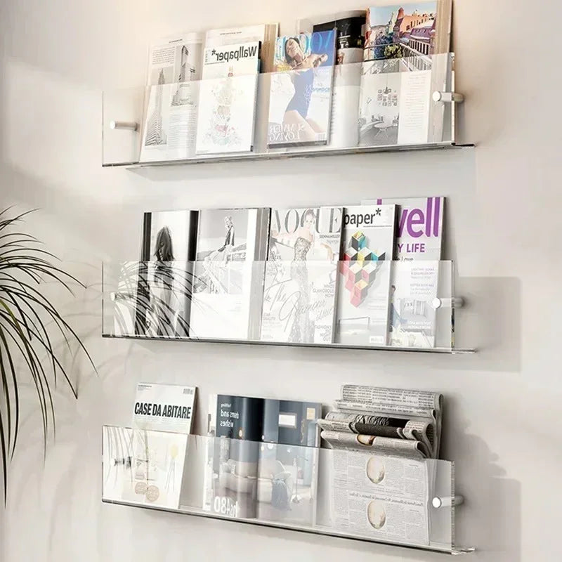 Wandregal PVC schwebender Zeitschriftenhalter 40cm 50cm 80cm Bücher Wohnzimmer Modern | Restfield