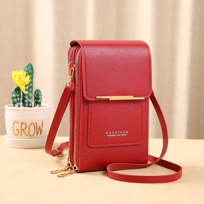 Dames Schoudertas met Telefoonvak en Antidiefstal – Compacte Crossbodytas PU Leer Groen Roze Zwart Grijs Blauw Rood Bruin – Veilige Handtas Portemonnee | Sansoti