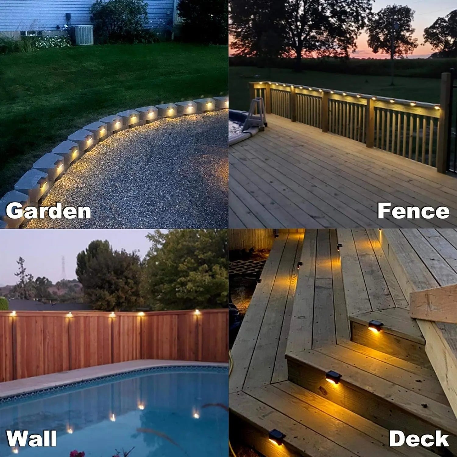 Solarlampen Buiten Set 4 Stuks ABS IP65 Warm Wit Bewegingssensor Terras Oprit Tuin Automatisch Zonne-energie Kabellos Wandlamp Buitenlamp | Sansoti