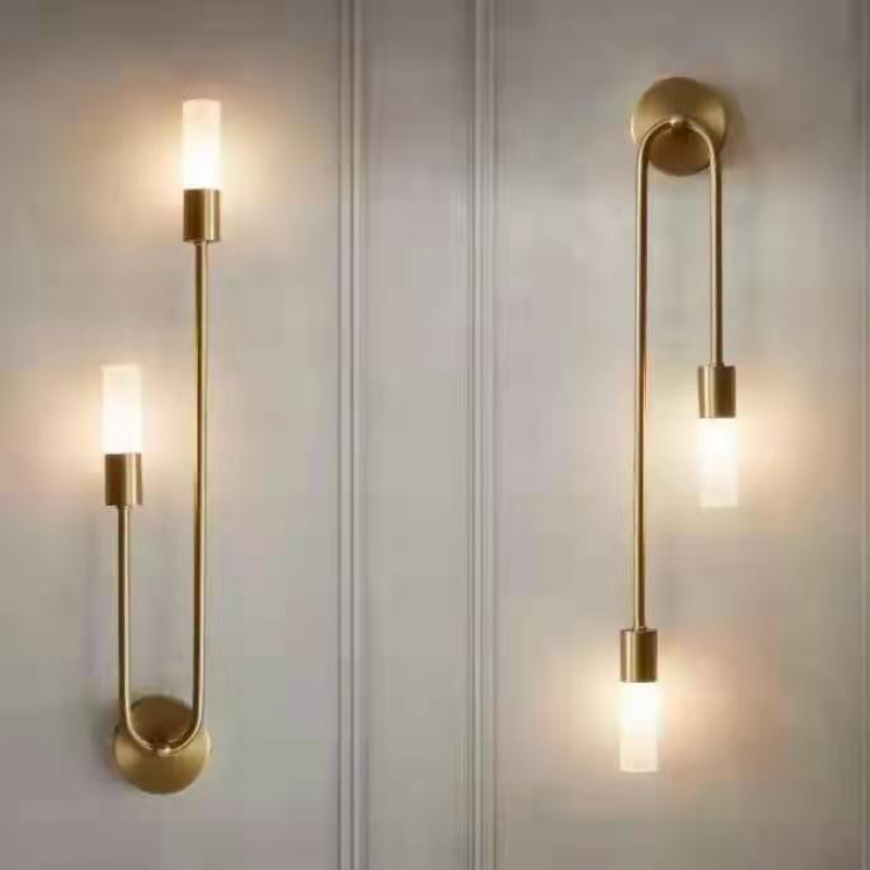 Lineaire LED Wandlamp Goud 2-Lichts Modern Scandinavisch Design Warm Wit Verlichting Woonkamer Slaapkamer | Sansoti