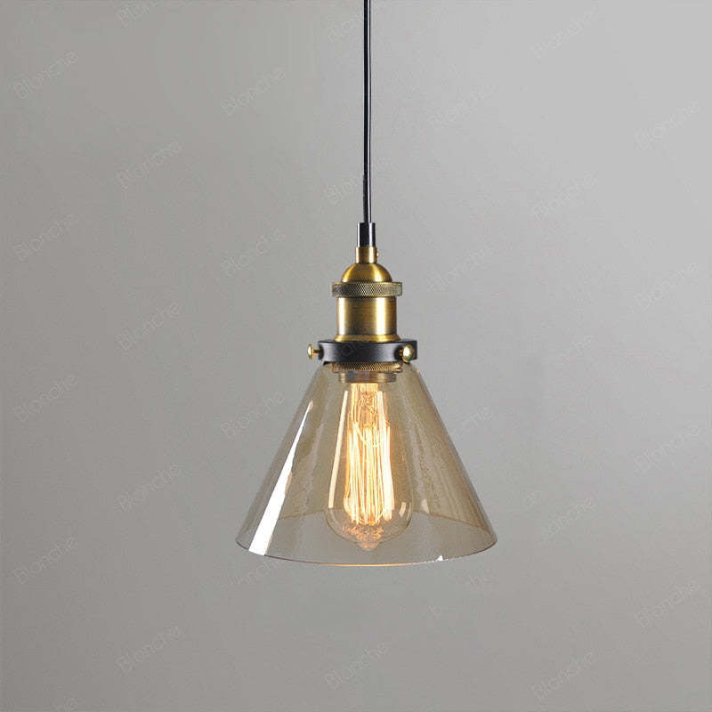 Industriële Glazen Hanglamp Metaal E27 Verstelbaar Snoer Transparant Amber Rookgrijs Binnenverlichting | Sansoti