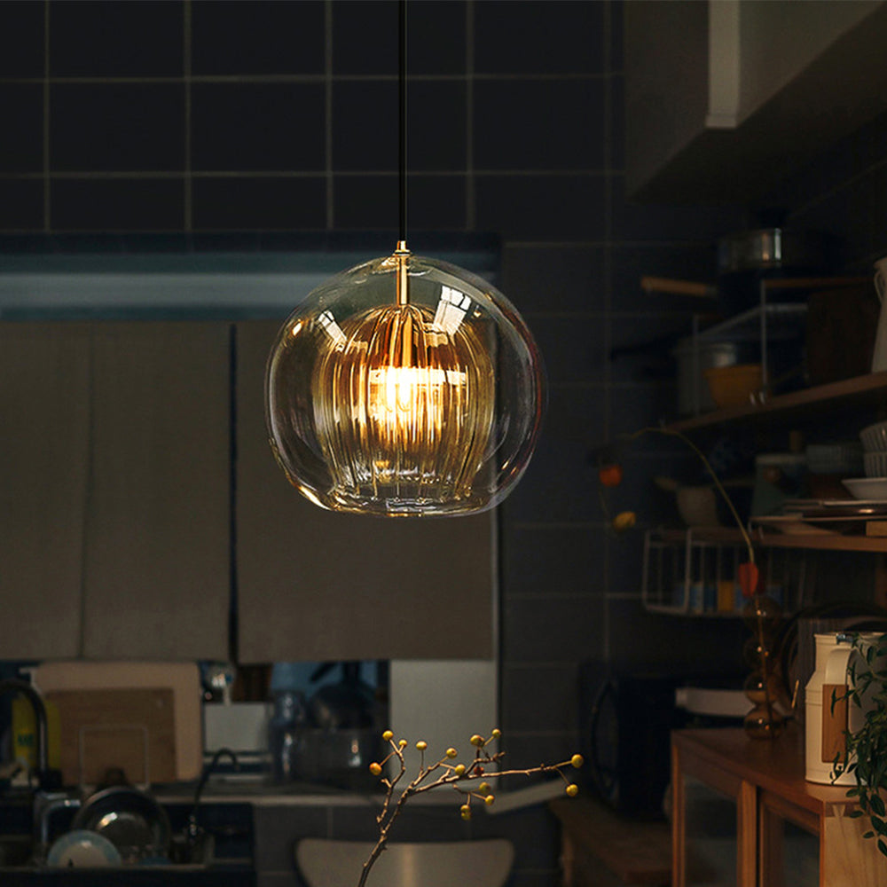 Hängelampe Glas Rund Transparent Amber G4 LED Modern 1-flammig | Restfield