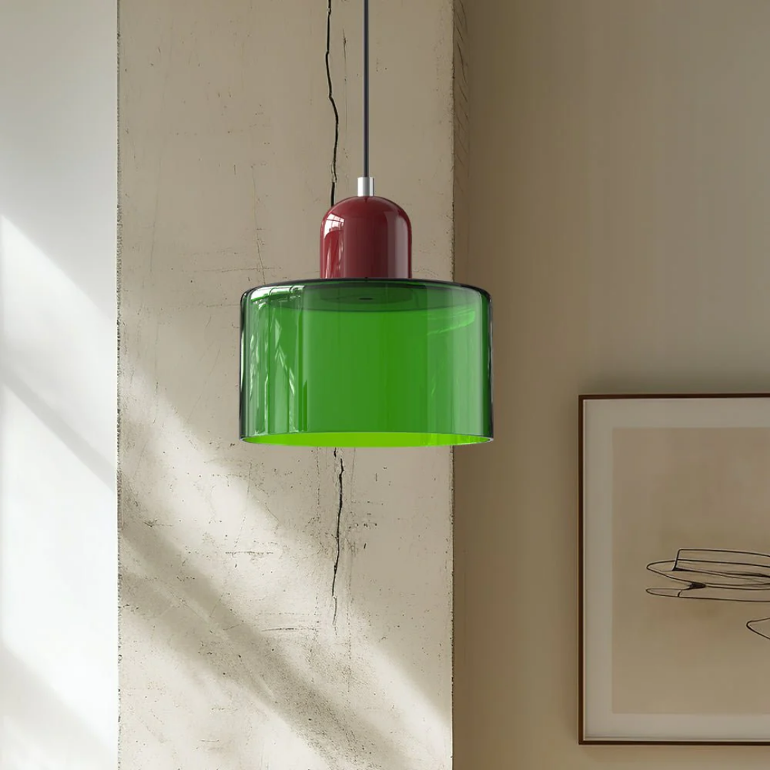 Lismeno Retro Hanglamp Glas 15cm Groen Oranje Eettafel Keuken Vintage Verlichting Compact | Sansoti