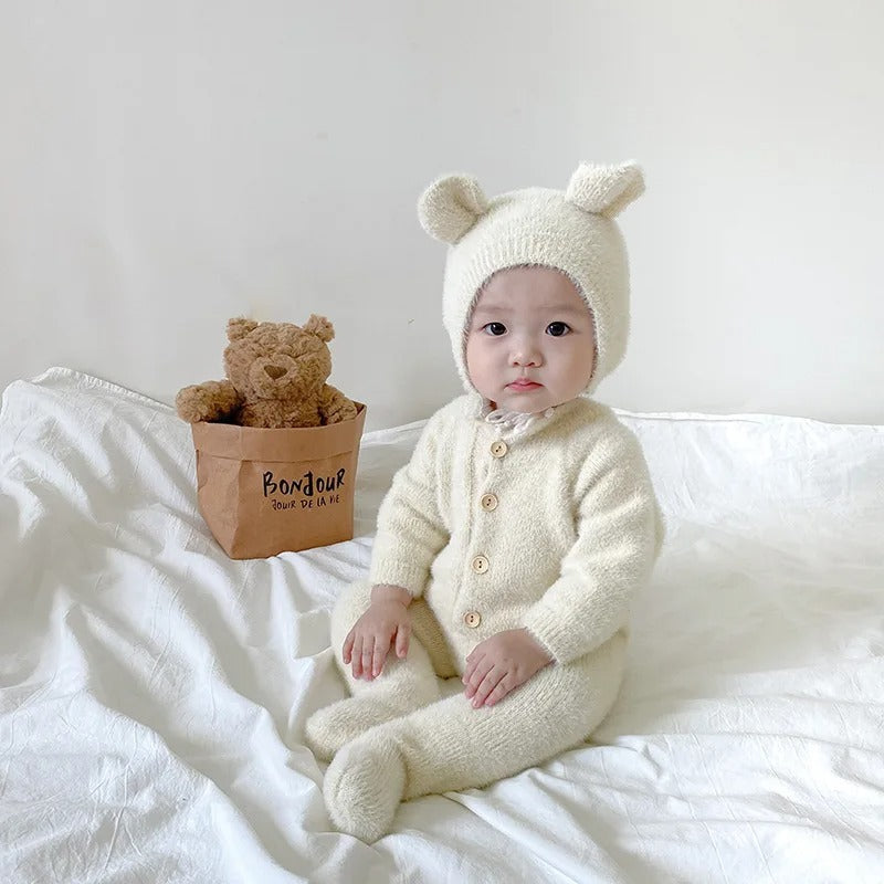 Combinaison bébé en peluche motif ours, vêtement d’hiver unisexe pour nouveau-né et tout-petit, combinaison chaude et douce | Sansoti