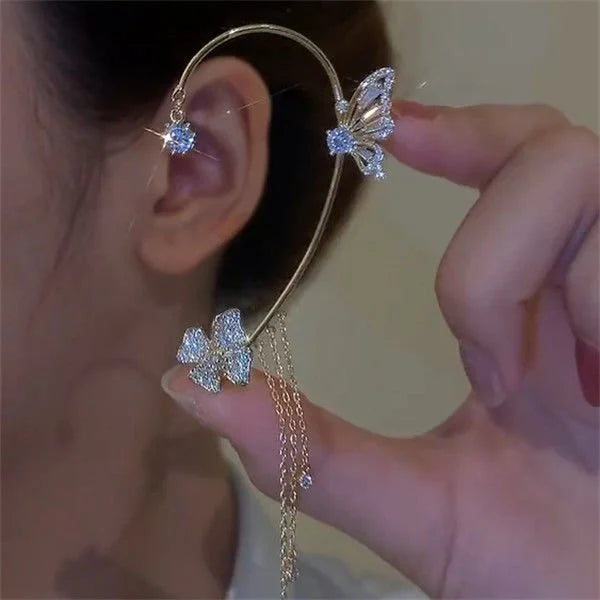 Butterfly Stud Earrings, Cubic Zirconia, Hypoallergenic, Gold-Plated, Elegant Gift Idea for Women | Sansoti