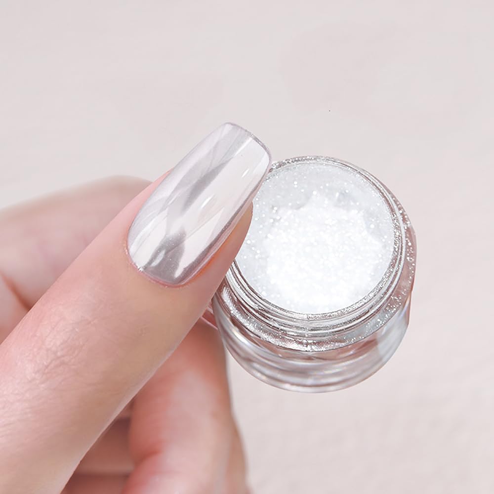Chroompoeder voor Nagels Zilver – Spiegeleffect Nagelpoeder voor Gel en Acryl | Sansoti